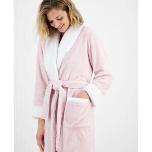 Charter Club Cozy Lounge Plush Faux Fur Robe House Coat M/L Pink Comfort Soft